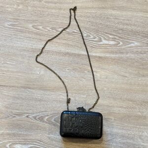 House of Harlow 1960 Black Croc-Embossed Wristlet